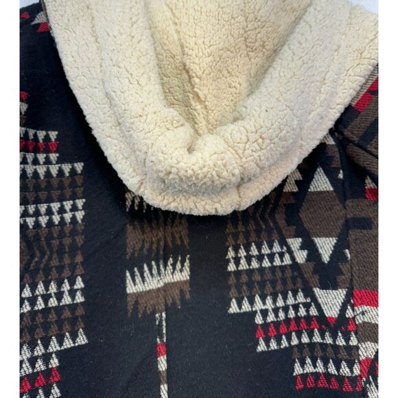 Mossimo Supply Co. Womens Tribal Aztec Pattern Hooded Coat S/P Black Red - Picture 15 of 16